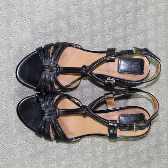 Clarks Size 7W Black Cork Wedge Heels - Picture 2 of 7